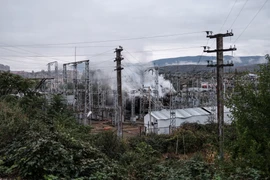 Một vụ pháo kích tại thành phố Stepanakert, (Ảnh: AFP/TTXVN)