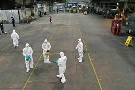 Phun thuốc khử trùng tại Daegu. (Ảnh: AFP/TTXVN)