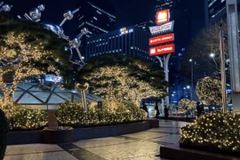 Các đường phố ở Hàn Quốc vắng vẻ trong đêm Giáng sinh. (Ảnh: Anh Nguyên/TTXVN)