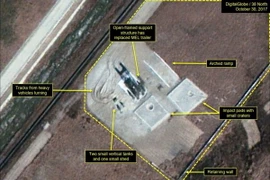 Hình ảnh vệ tinh chụp khu vực đặt bệ phóng tên lửa gần Kusong, Triều Tiên ngày 30/10/2017. (Nguồn: 38North/ TTXVN)