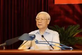 Tổng Bí thư Nguyễn Phú Trọng, Trưởng Ban Chỉ đạo Trung ương về phòng, chống tham nhũng phát biểu kết luận Hội nghị. (Ảnh : Trí Dũng/TTXVN)
