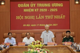 Tổng Bí thư Nguyễn Phú Trọng, Bí thư Quân ủy Trung ương phát biểu chỉ đạo Hội nghị. (Ảnh: Trí Dũng/TTXVN)
