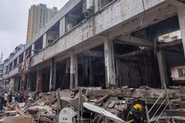 Hiện trường vụ nổ khí gas ở Hồ Bắc. (Nguồn: CNN)