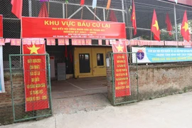 Đơn vị bầu cử số 4 khu vực bầu cử lại đại biểu HĐND xã Tráng Việt nhiệm kỳ 2021-2026. (Ảnh Mạnh Khánh/TTXVN)