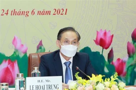 Ủy viên Trung ương Đảng, Trưởng Ban Đối ngoại Trung ương Lê Hoài Trung chủ trì Hội nghị. (Ảnh: Phương Hoa/TTXVN)