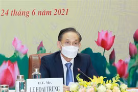 Ủy viên Trung ương Đảng, Trưởng Ban Đối ngoại Trung ương Lê Hoài Trung chủ trì Hội nghị. (Ảnh: Phương Hoa/TTXVN)