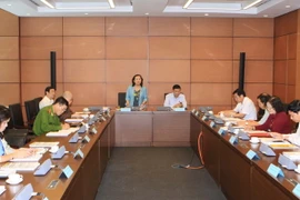 Đoàn đại biểu Quốc hội thành phố Hà Nội thảo luận ở tổ. (Ảnh: Doãn Tấn/TTXVN)