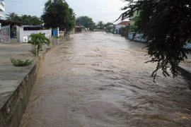 Mưa lớn tại Ninh Thuận hôm 20/10. (Ảnh: Công Thử/TTXVN)