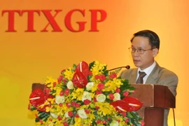 Tổng Giám đốc TTXVN Nguyễn Đức Lợi phát biểu tại lễ kỷ niệm. (Ảnh: An Hiếu/TTXVN)