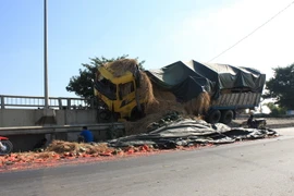 Hiện trường vụ tai nạn. (Ảnh: Ninh Đức Phương/TTXVN)