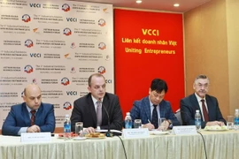 Họp báo Triển lãm công nghiệp Việt​-Nga. (Ảnh: Minh Quyết/TTXVN)