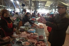 Tăng cường kểm tra vệ sinh an toàn thực phẩm. (Ảnh: Quân Trang/TTXVN)