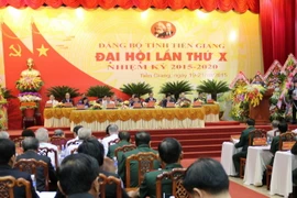 Đại hội đại biểu Đảng bộ tỉnh Tiền Giang. (Ảnh: Minh Trí/TTXVN)