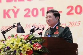 Đại tướng Ngô Xuân Lịch phát biểu chỉ đạo Đại hội, sáng 15/10. (Ảnh: Quân Trang/TTXVN)