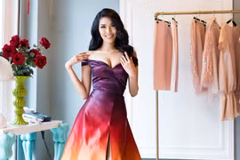 Lan Khuê với thiết kế giúp cô lọt top 10 phần thi Trang phục Dạ hội. (Ảnh: Phan Anh)