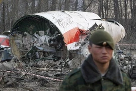 Xác chiếc chuyên cơ Tu-154 khi đâm xuống gần sân bay Smolensk. (Nguồn: Reuters)