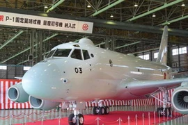 Lễ bàn giao máy bay tuần tra chống tàu ngầm thế hệ P-1 tại tỉnh Gifu. (Nguồn: Kyodo)