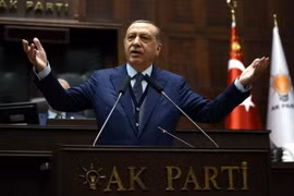 Tổng thống Thổ Nhĩ Kỳ Recep Tayyip Erdogan trong bài phát biểu tại Ankara. (Nguồn: AFP/TTXVN)