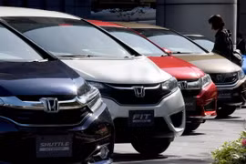 Xe của Hãng Honda trưng bày tại trụ sở công ty ở Tokyo. (Nguồn: AFP/TTXVN)