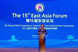 Thứ trưởng Bộ Ngoại giao Nguyễn Quốc Dũng phát biểu khai mạc Diễn đàn Đông Á lần thứ 15. (Ảnh: Vĩnh Hà/TTXVN)