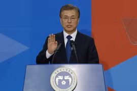 Tổng thống Hàn Quốc Moon Jae-in tại một buổi lễ ở Seoul. (Nguồn: AFP/TTXVN)