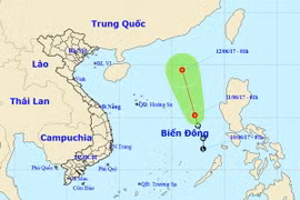 Vị trí vùng áp thấp. (Nguồn: nchmf.gov.vn)