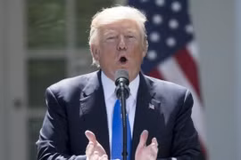 Tổng thống Mỹ Donald Trump trong cuộc họp báo ở thủ đô Washington. (Nguồn:EPA/TTXVN)