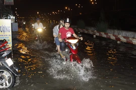 Ngập úng ở Bến Phú Định (quận 8) hồi tháng 12/2013. (Ảnh: Hoàng Hải/TTXVN)