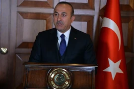 Ngoại trưởng Thổ Nhĩ Kỳ Mevlut Cavusoglu tại cuộc họp báo ở Ankara. (Ảnh: THX/TTXVN)