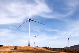Dự án nhà máy điện gió Mũi Dinh (huyện Thuận Nam) công suất 23MW. (Ảnh: Công Thử/TTXVN)