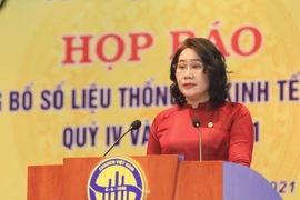 Tổng cục trưởng Tổng cục Thống kê Nguyễn Thị Hương phát biểu. (Ảnh: Tuấn Anh/TTXVN)