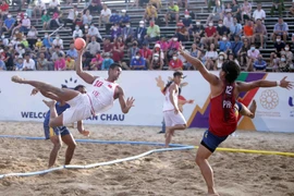 Bóng ném bãi biển Việt Nam có cơ hội giành huy chương Vàng. (Ảnh: Quý Trung/TTXVN)
