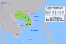 Vùng áp thấp trên Bắc Biển Đông mạnh lên thành áp thấp nhiệt đới