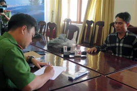 Đối tượng Đoàn Minh Hải tại trụ sở Công an tỉnh Phú Yên. (Ảnh: Xuân Triệu/TTXVN)