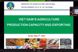 Đại diện Bộ Nông nghiệp và Phát triển Nông thôn Việt Nam trình bày về các lợi thế của nông sản, thực phẩm chế biến Việt Nam. (Ảnh: Huy Lê/TTXVN)
