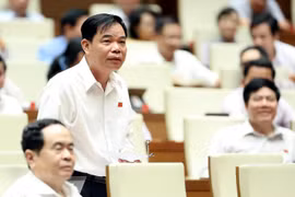 Bộ trưởng Bộ Nông nghiệp và Phát triển Nông thôn Nguyễn Xuân Cường giải trình, làm rõ một số vấn đề đại biểu Quốc hội nêu. (Ảnh: Trọng Đức/TTXVN)