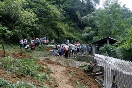 Hiện trường một vụ sạt lở đất. (Ảnh: Quốc Khánh/TTXVN)