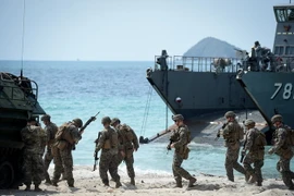 Binh sỹ Thái Lan và Mỹ tham gia cuộc tập trận "Hổ Mang Vàng" tại tỉnh Chantaburi, Thái Lan, ngày 14/2/2019. (Ảnh: AFP/TTXVN)