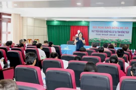 Trưởng đại diện Tổ chức Seed to Table Ino Mayu thông tin về Dự án triển khai tại Đồng Tháp. (Nguồn: dongthap.gov)