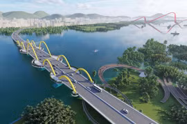 Cầu Cửa Lục 1 nối đôi bờ vịnh Cửa Lục sẽ giảm tải cho cầu Bãi Cháy, kết nối thuận lợi các khu vực thành phố Hạ Long. (Nguồn: quangninh.gov)