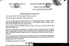 Xuất hiện văn bản giả mạo chữ ký Bộ trưởng Bộ Kế hoạch và Đầu tư