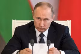 Tổng thống Nga Vladimir Putin tại một phiên họp ở Moskva ngày 5/4. (Nguồn: AFP/TTXVN) 