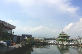 Nhà nổi, du thuyền Hồ Tây đã ngừng hoạt động để chuẩn bị di dời về bến mới tại khu vực Đầm Bảy. (Ảnh: Tuyết Mai/TTXVN)