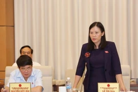 Chủ nhiệm Ủy ban Tư pháp của Quốc hội Lê Thị Nga phát biểu ý kiến. (Ảnh: Phương Hoa/TTXVN) 