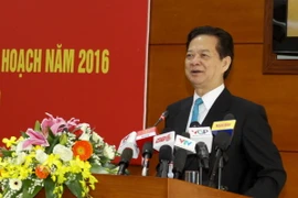 Thủ tướng Chính phủ Nguyễn Tấn Dũng phát biểu chỉ đạo Hội nghị . (Ảnh: Vũ Sinh/TTXVN)