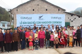 Đại sứ New Zealand Haike Manning tại lễ trao tặng bò cho các hộ gia đình nghèo ở xã Cao Chương. (Nguồn: Vietnam+) 