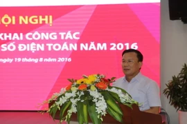 Thứ trưởng Bộ Tài chính Trần Văn Hiếu phát biểu tại Hội nghị. (Ảnh: Ngọc Thiện/TTXVN) 