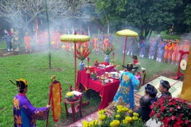 Quang cảnh lễ dựng cây nêu tại Đại Nội, Huế. (Ảnh: Quốc Việt/Vietnam+) 