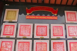 Tài liệu Châu bản được trưng bày tại triển lãm. (Ảnh: Nguyễn Dũng/TTXVN) 
