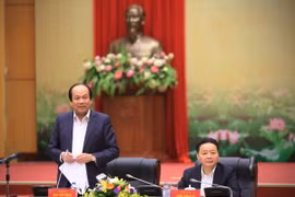 Bộ trưởng, Chủ nhiệm Văn phòng Chính phủ Mai Tiến Dũng phát biểu kết luận buổi làm việc. (Ảnh: Trọng Đạt/TTXVN)